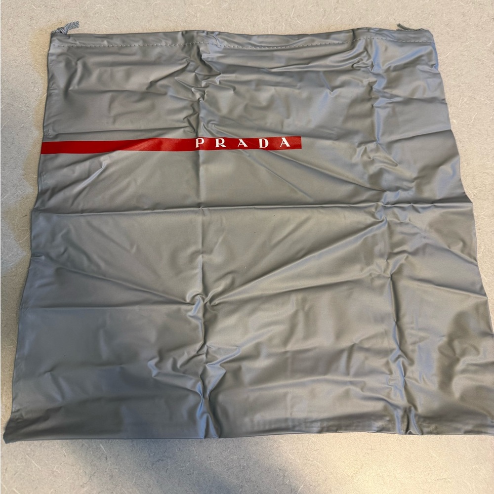 NEW AUTH PRADA LINEA ROSSA POUCH, BAG WITH DRAWSTRING, SIZE 15”x15”